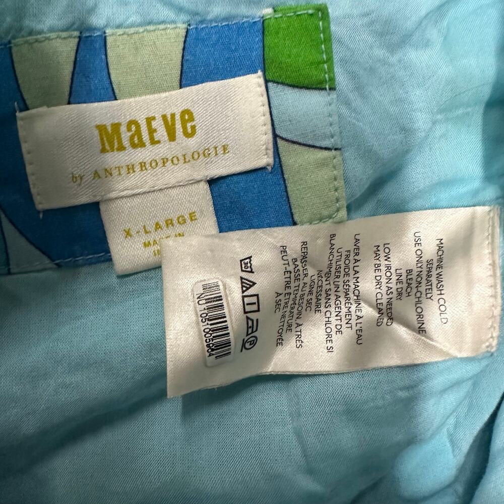 Maeve Anthropologie Ruffle-Sleeve Cropped Blouse Blue Floral Crop Top Size XL - Picture 9 of 11